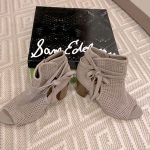 Sam Edelman Suede Peep Toe Booties Grey Size 7 Great condition